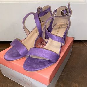 Purple chunky heels